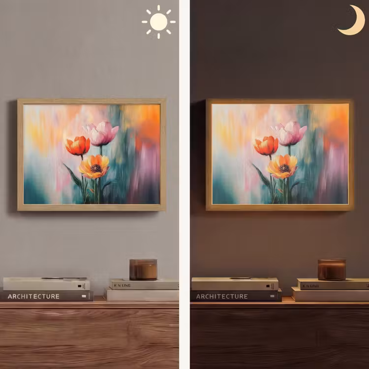 Dromerig - Bloemen - Verfijnde details Light Box met batterij (Wandlamp) middel -sfeer3