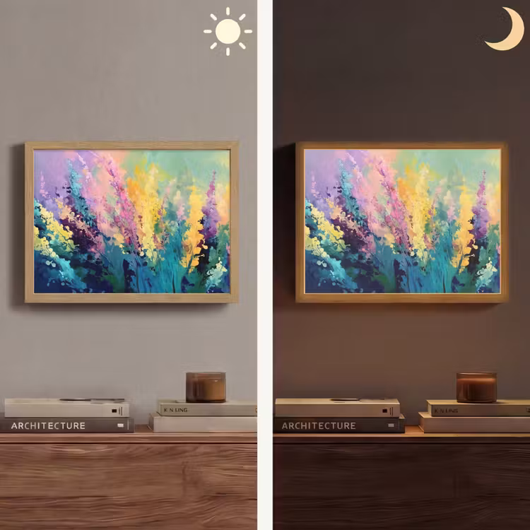 Dromerige - Langgerekte bloemen Light Box met batterij (Wandlamp) middel -sfeer3