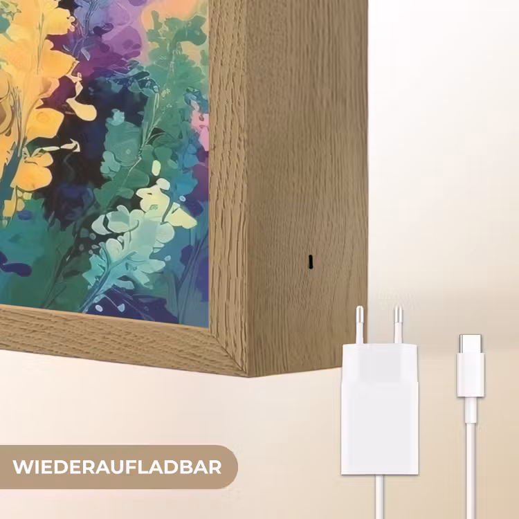 Dromerige - Langgerekte bloemen Light Box met batterij (Wandlamp) middel -USP_websiteoplaadbaarDE