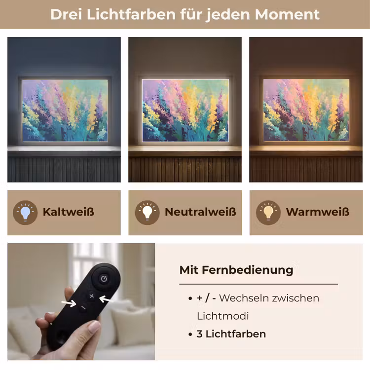 Dromerige - Langgerekte bloemen Light Box met batterij (Wandlamp) middel -USP_lichtkleurDE