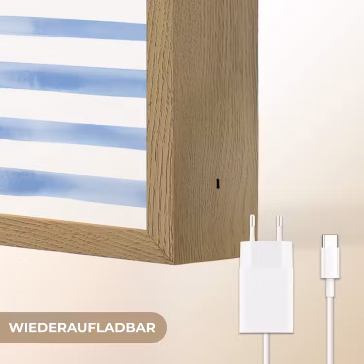 Vier schelpen - Blauw - Wit - Strepen Light Box met batterij (Wandlamp) middel -USP_websiteoplaadbaarDE