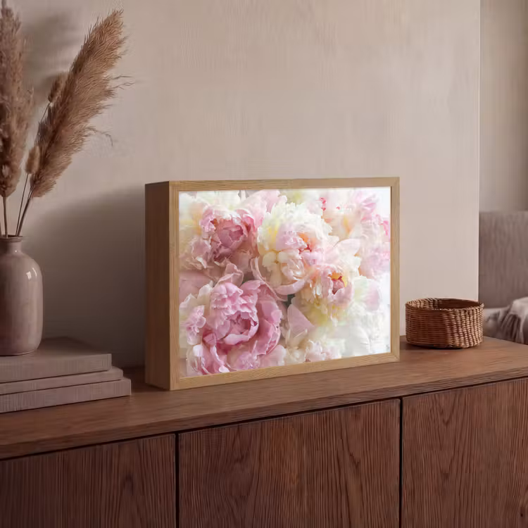 Vintage - Bloemen - Rozen - Natuur Light Box met batterij (Wandlamp) middel -sfeer2