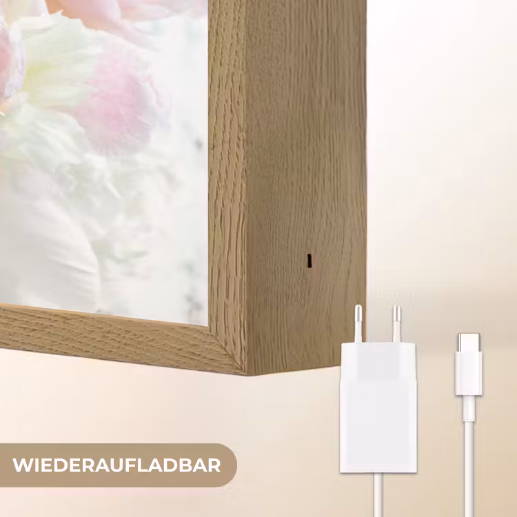 Vintage - Bloemen - Rozen - Natuur Light Box met batterij (Wandlamp) middel -USP_websiteoplaadbaarDE