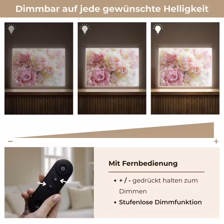 Vintage - Bloemen - Rozen - Natuur Light Box met batterij (Wandlamp) middel -USP_dimbaarDE