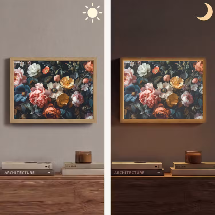 Vintage - Kleurrijk - Bloemen - Modern Light Box met batterij (Wandlamp) middel -sfeer3