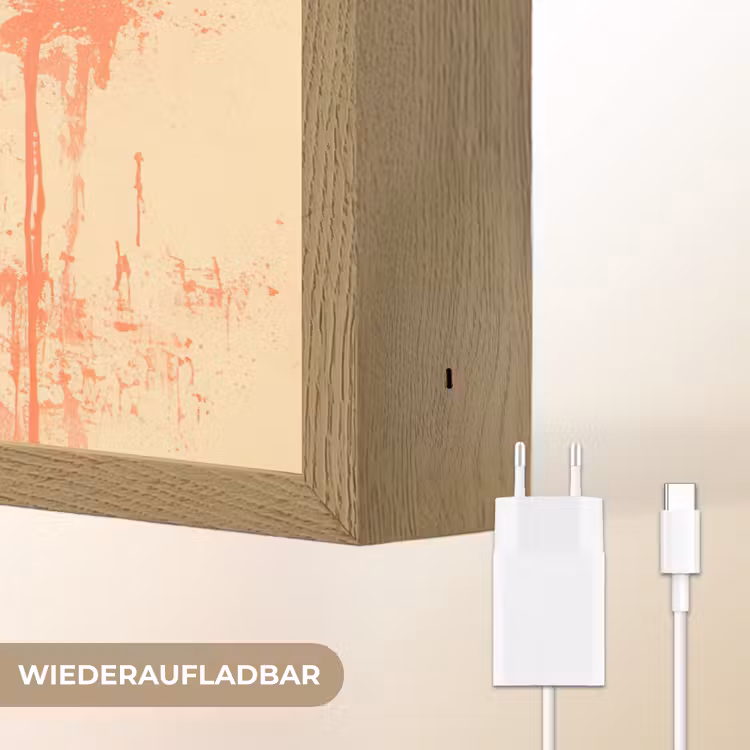 Vinylplaat - Zwart - Verfspatten - Retro Light Box met batterij (Wandlamp) middel -USP_websiteoplaadbaarDE