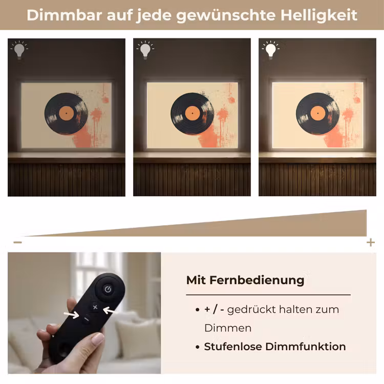 Vinylplaat - Zwart - Verfspatten - Retro Light Box met batterij (Wandlamp) middel -USP_dimbaarDE