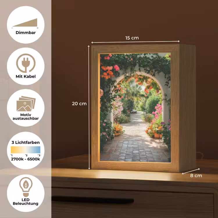 Doorkijk - Bloemen - Natuur - Bloementuin Light Box met kabel (Wandlamp) klein -USP_websiteoverzichtDE