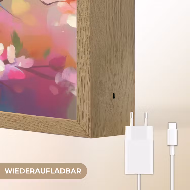Vogels - Bloemen - Roze Light Box met batterij (Wandlamp) middel -USP_websiteoplaadbaarDE