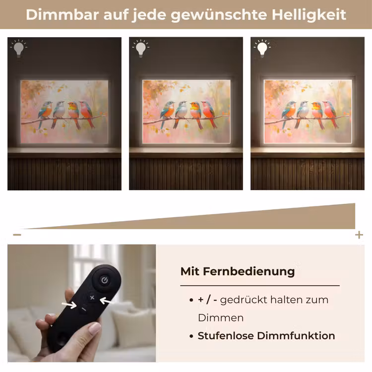 Vogels - Kleurrijk - Tak Light Box met batterij (Wandlamp) middel -USP_dimbaarDE