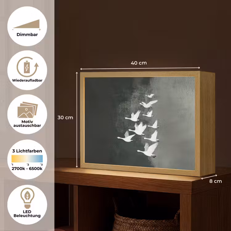 Vogel - Japandi - Groen Light Box met batterij (Wandlamp) middel -USP_websiteoverzichtDE