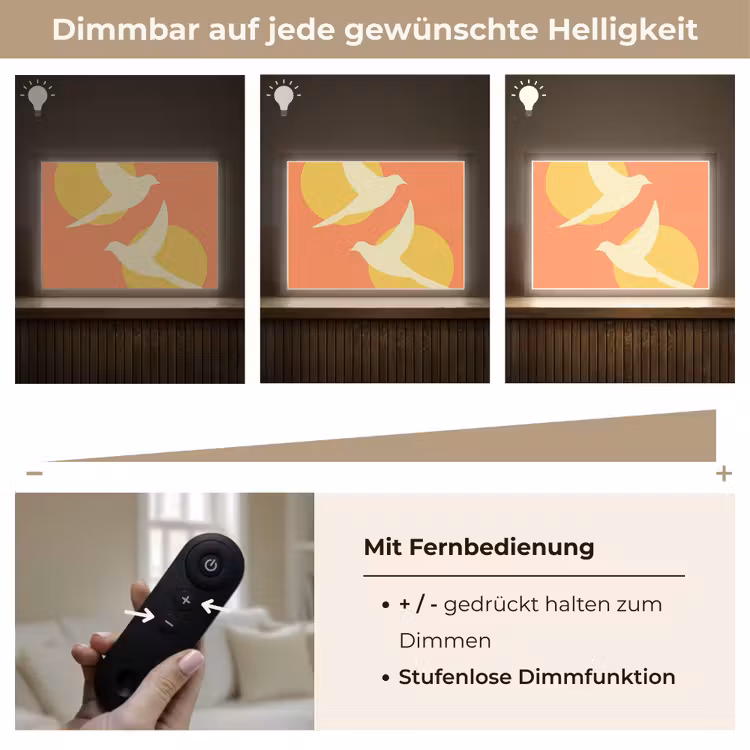 Vogels - Cirkels - Geel Light Box met batterij (Wandlamp) middel -USP_dimbaarDE