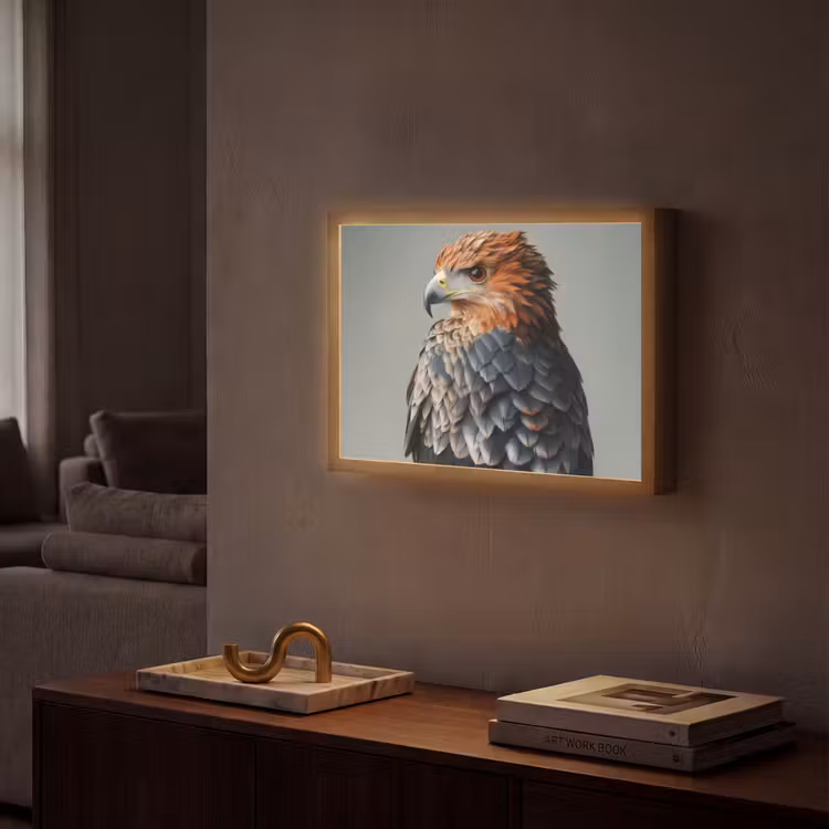 Vogel - Realistisch - Veren - Bruin Light Box met batterij (Wandlamp) middel -sfeer1