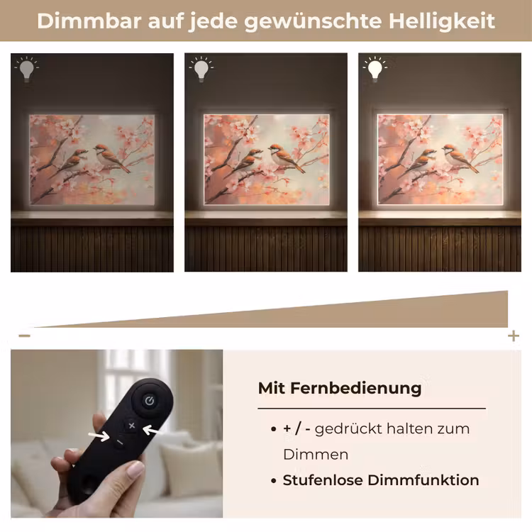 Vogels - Romantic - Bloesemtak Light Box met batterij (Wandlamp) middel -USP_dimbaarDE