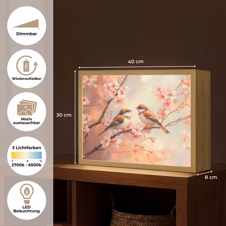 Vogels - Romantic - Bloesemtak Light Box met batterij (Wandlamp) middel -USP_websiteoverzichtDE