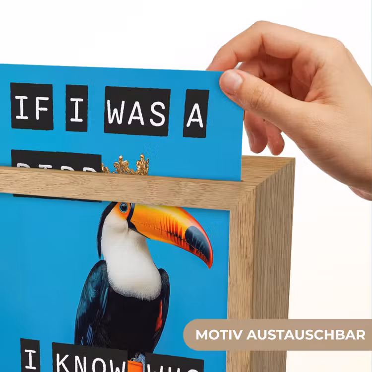Vogel - Toekan - Blauw - Quotes Light Box met kabel (Wandlamp) klein -USP_websiteprintDE