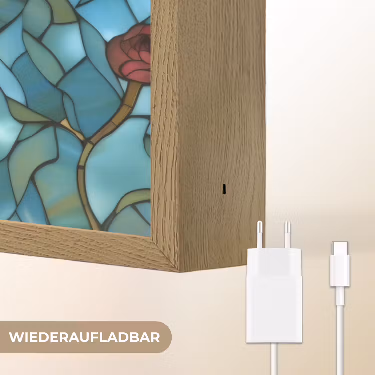 Vogel - Tak - Rozen - Mozaïek Light Box met batterij (Wandlamp) middel -USP_websiteoplaadbaarDE