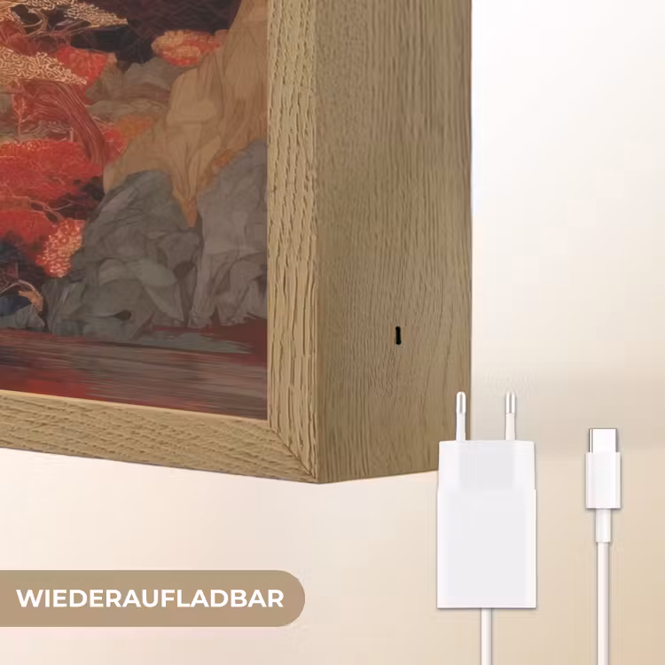 Volle maan - Landschap - Waterval Light Box met batterij (Wandlamp) middel -USP_websiteoplaadbaarDE
