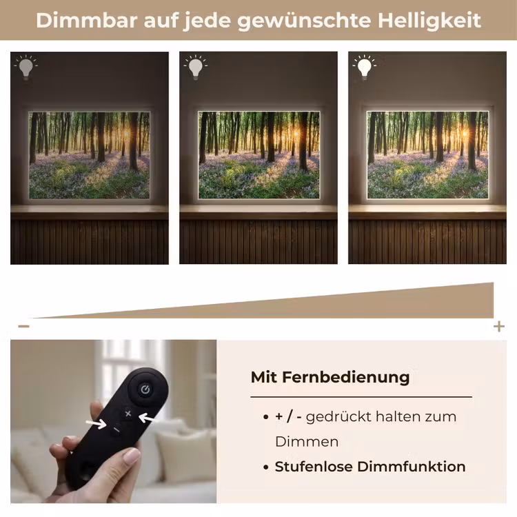Bos - Bloemen - Lavendel - Zon - Paars - Natuur Light Box met batterij (Wandlamp) middel -USP_dimbaarDE
