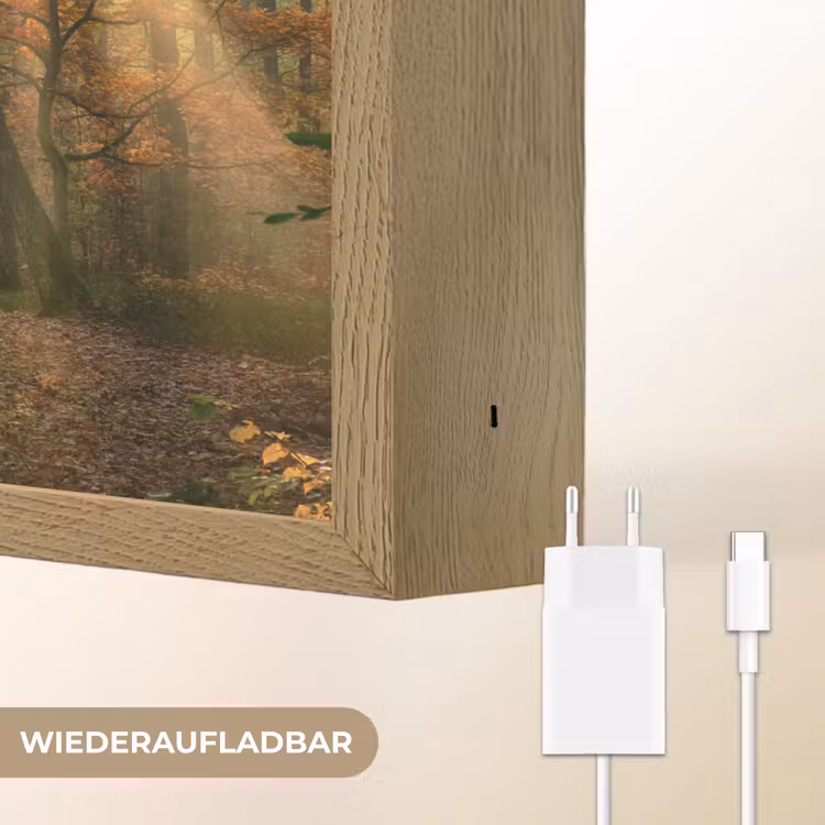Bos - Herfst - Zon - Landschap - Natuur - Bomen - Bladeren Light Box met batterij (Wandlamp) middel -USP_websiteoplaadbaarDE