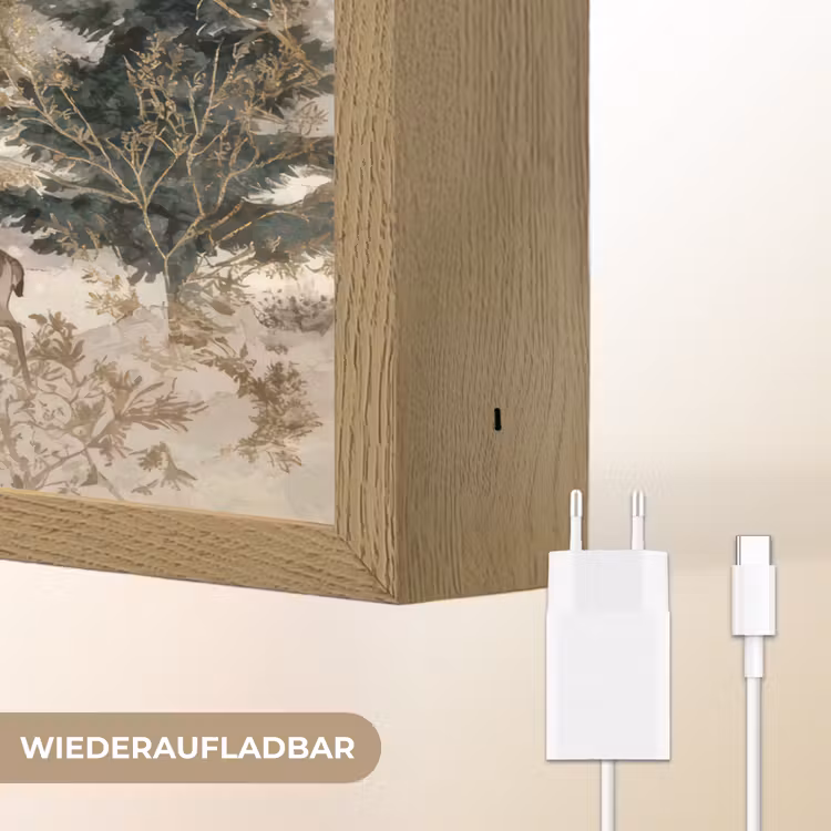 Bos - Herten - Winter - Sneeuw Light Box met batterij (Wandlamp) middel -USP_websiteoplaadbaarDE