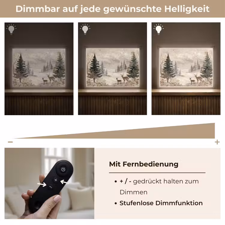 Bos - Herten - Winter - Sneeuw Light Box met batterij (Wandlamp) middel -USP_dimbaarDE