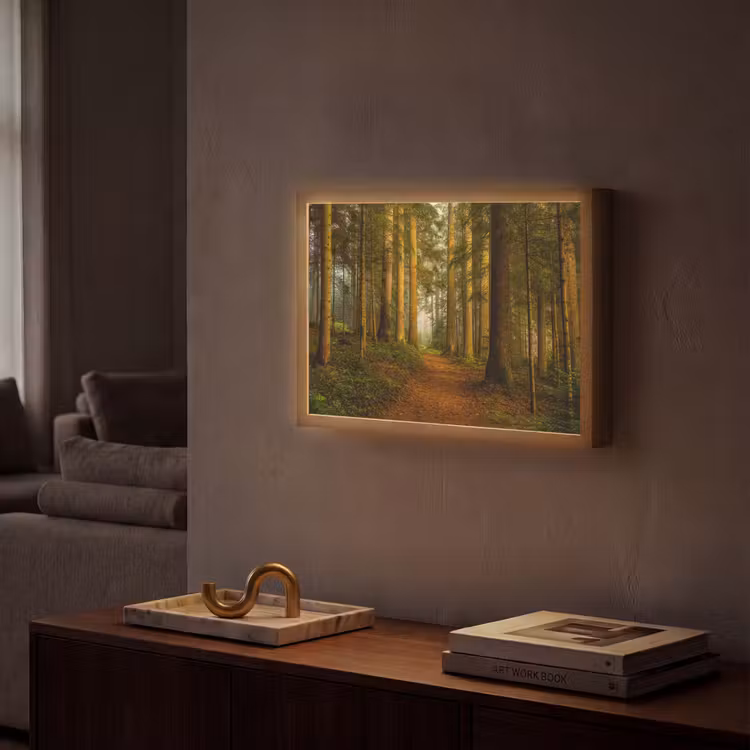 Bos - Natuur - Bomen - Landschap - Bladeren Light Box met batterij (Wandlamp) middel -sfeer1