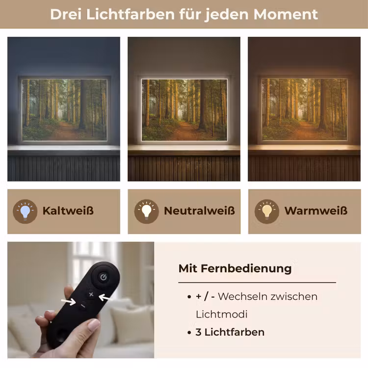 Bos - Natuur - Bomen - Landschap - Bladeren Light Box met batterij (Wandlamp) middel -USP_lichtkleurDE