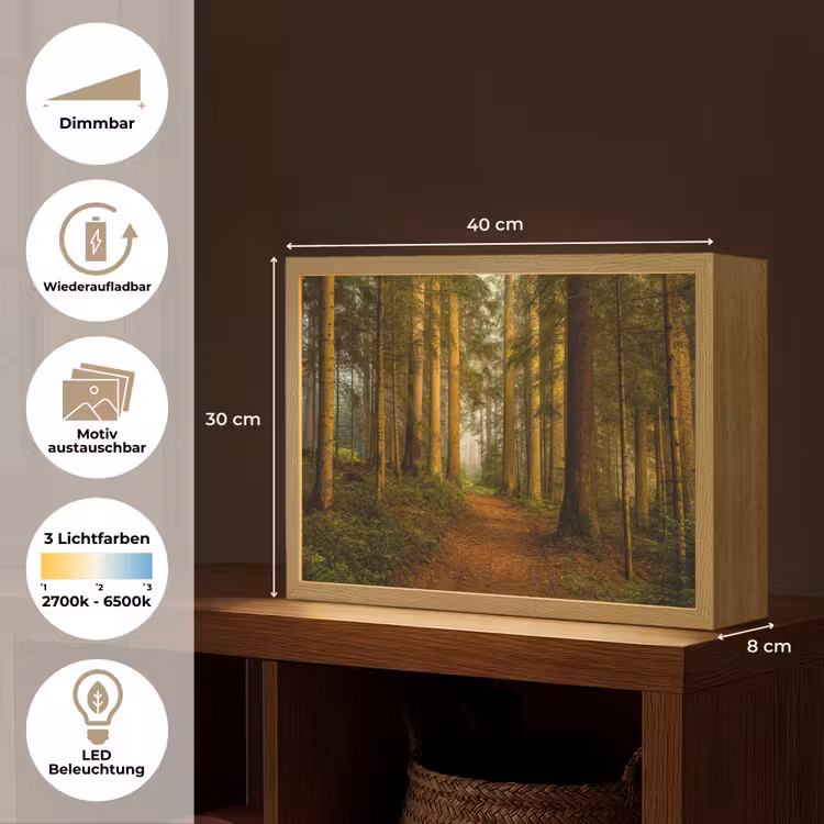 Bos - Natuur - Bomen - Landschap - Bladeren Light Box met batterij (Wandlamp) middel -USP_websiteoverzichtDE