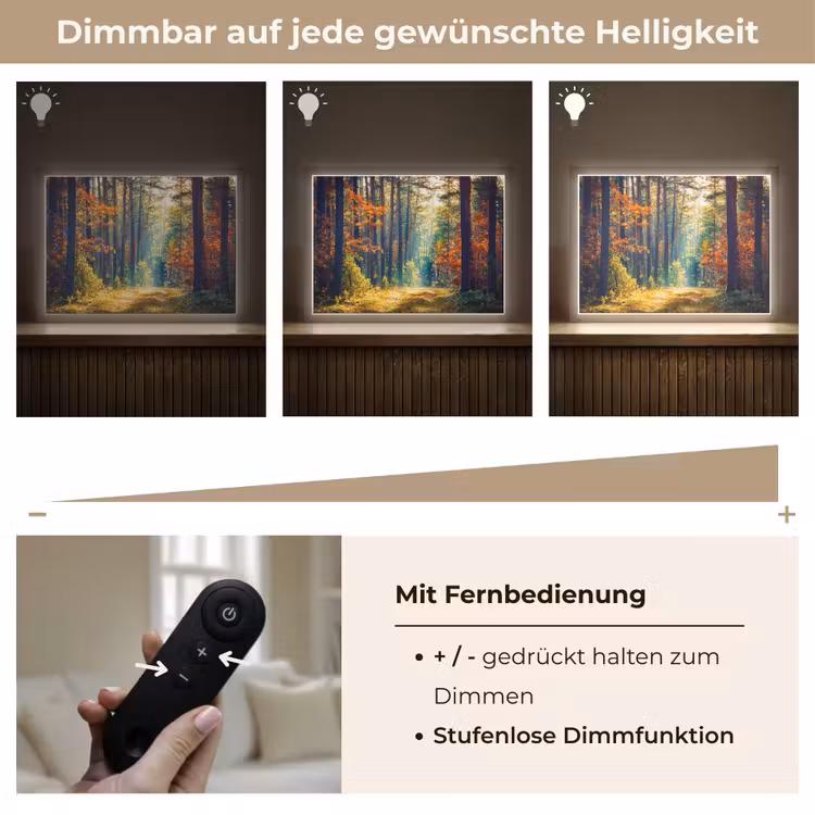 Bos - Zon - Natuur - Herfst Light Box met batterij (Wandlamp) middel -USP_dimbaarDE