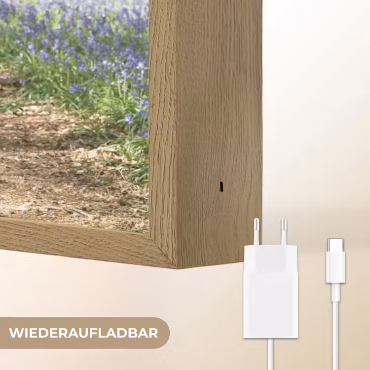 Bos - Pad - Bloemen - Paars - Groen - Natuur Light Box met batterij (Wandlamp) middel -USP_websiteoplaadbaarDE
