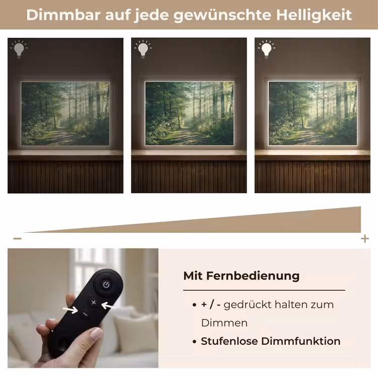 Bos - Pad - Zon - Bomen - Groen - Natuur Light Box met batterij (Wandlamp) middel -USP_dimbaarDE