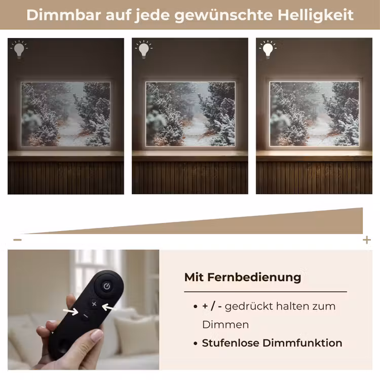 Bos - Winter - Bomen - Natuur - Pad - Sneeuw Light Box met batterij (Wandlamp) middel -USP_dimbaarDE