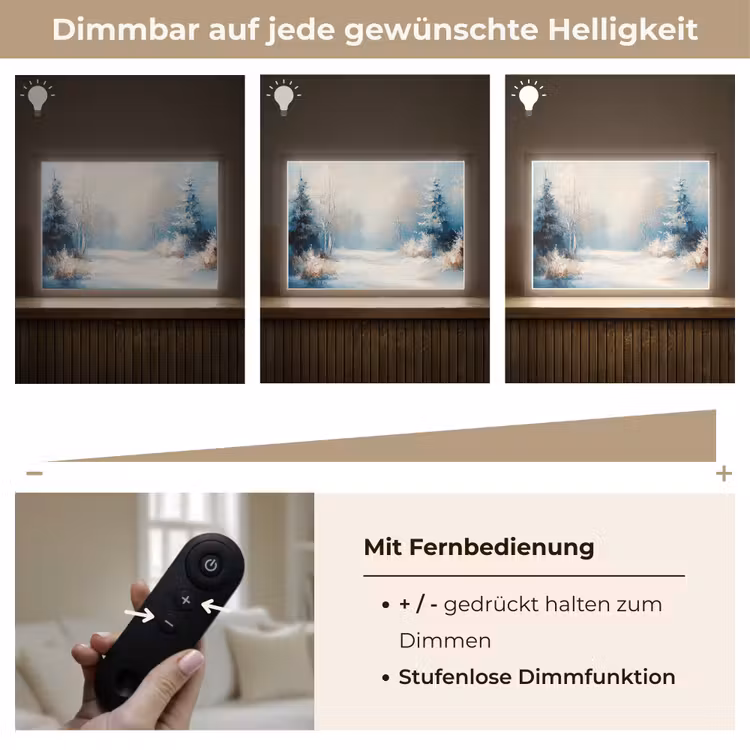 Bos - Winter - Natuur - Abstract - Sneeuw Light Box met batterij (Wandlamp) middel -USP_dimbaarDE