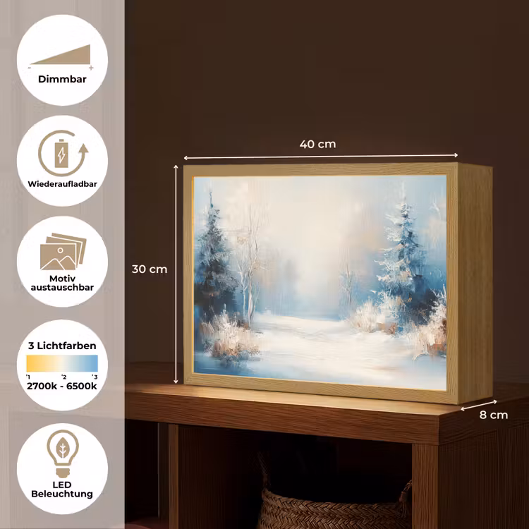Bos - Winter - Natuur - Abstract - Sneeuw Light Box met batterij (Wandlamp) middel -USP_websiteoverzichtDE