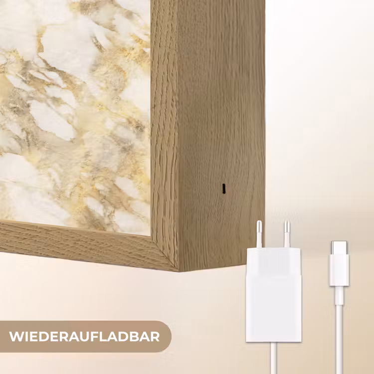 Warm - Gouden - Marmer - Patroon Light Box met batterij (Wandlamp) middel 907 -USP_websiteoplaadbaarDE