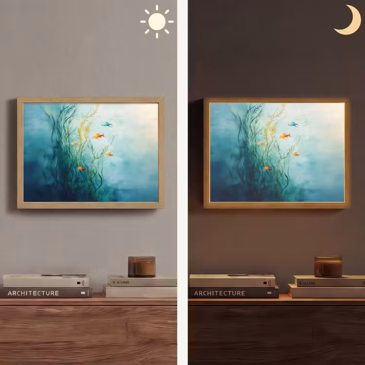 Waterplanten - Vissen - Kleurrijk - Water Light Box met batterij (Wandlamp) middel -sfeer3