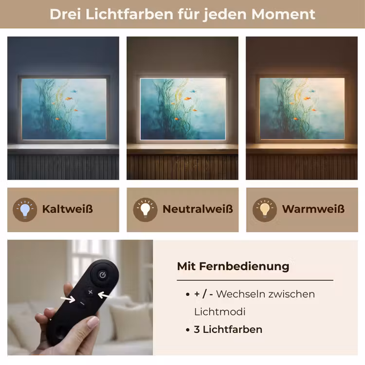 Waterplanten - Vissen - Kleurrijk - Water Light Box met batterij (Wandlamp) middel -USP_lichtkleurDE