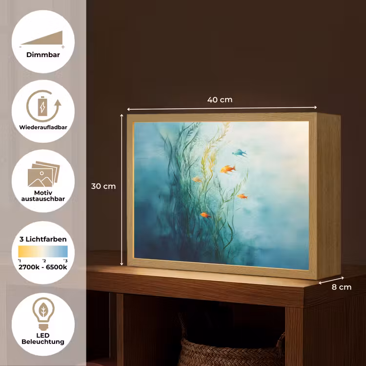 Waterplanten - Vissen - Kleurrijk - Water Light Box met batterij (Wandlamp) middel -USP_websiteoverzichtDE