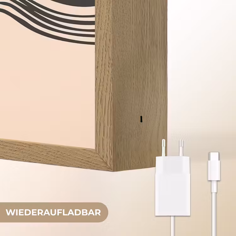 Golven - Zwart - Zandkleur Light Box met batterij (Wandlamp) middel -USP_websiteoplaadbaarDE