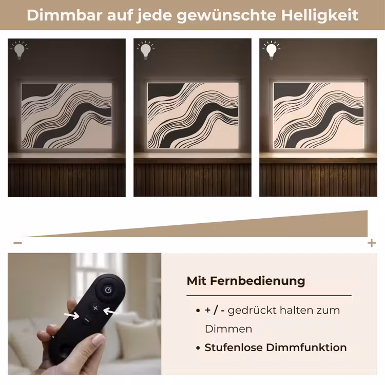 Golven - Zwart - Zandkleur Light Box met batterij (Wandlamp) middel -USP_dimbaarDE