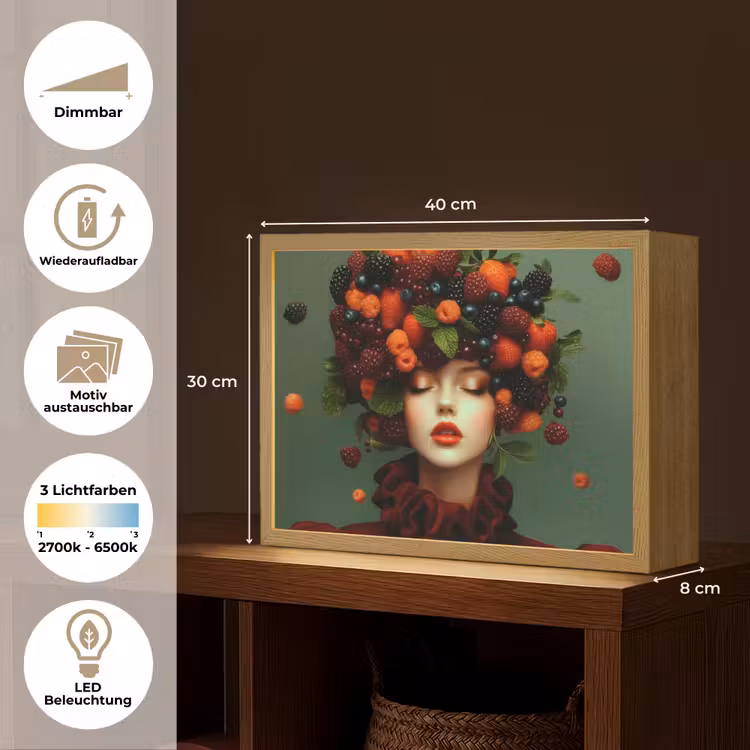 Vrouw - Aardbeien - Frambozen - Bramen - Bessen Light Box met batterij (Wandlamp) middel -USP_websiteoverzichtDE