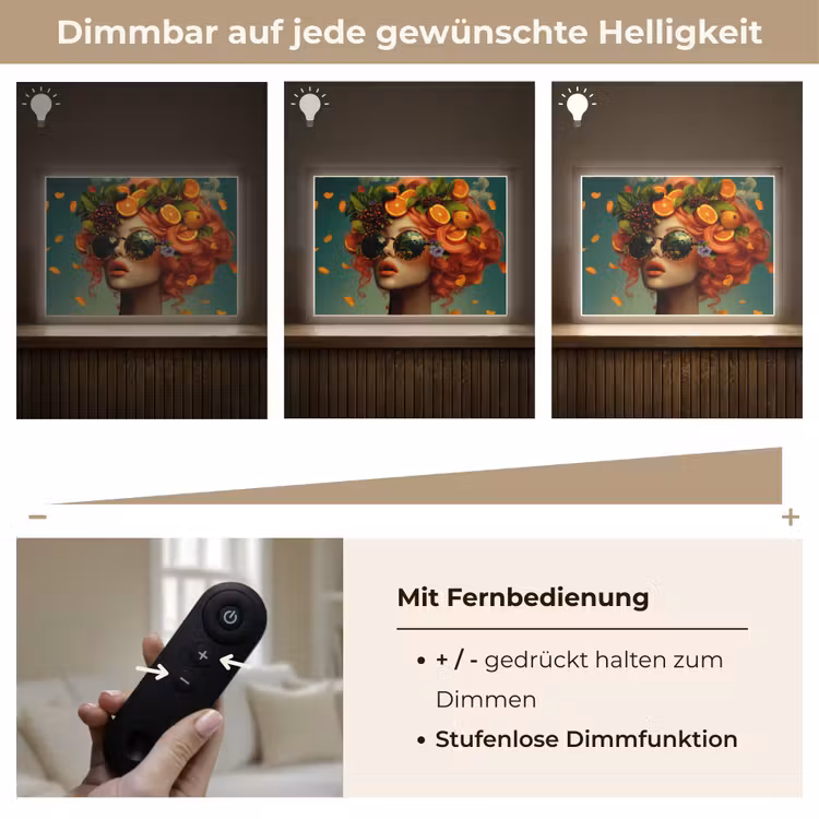 Vrouw - Sinaasappel - Bessen - Oranje Light Box met batterij (Wandlamp) middel -USP_dimbaarDE