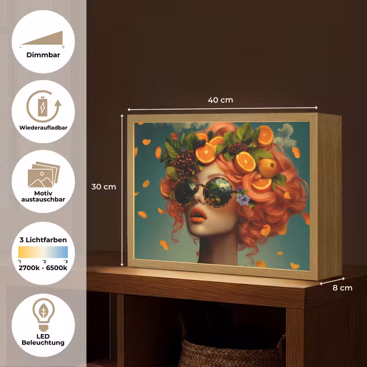 Vrouw - Sinaasappel - Bessen - Oranje Light Box met batterij (Wandlamp) middel -USP_websiteoverzichtDE