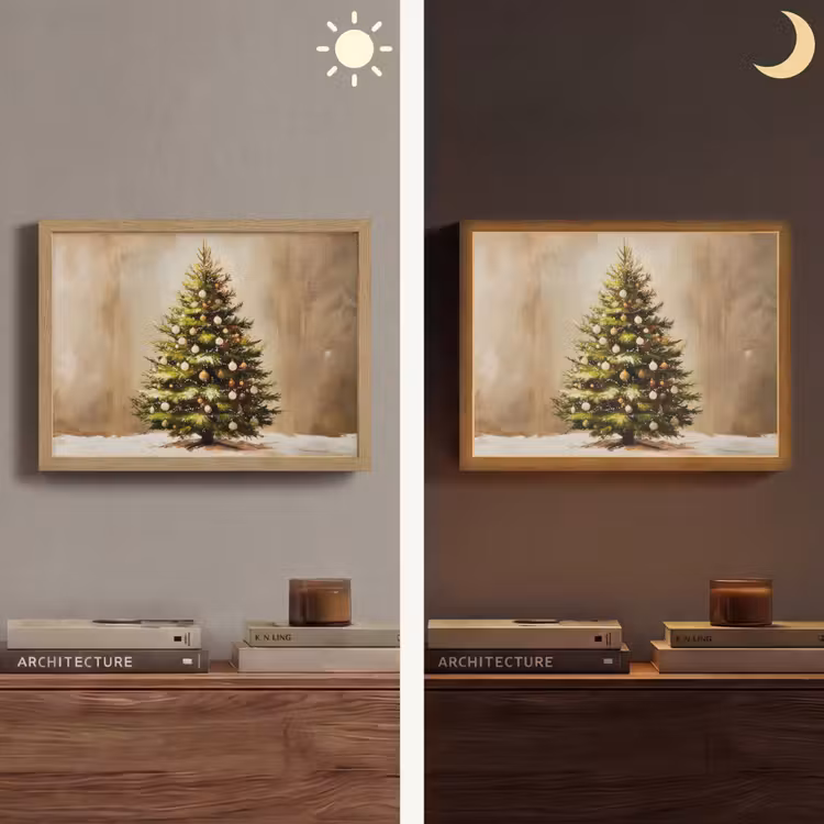 Kerst - Sfeer - Groen Light Box met batterij (Wandlamp) middel -sfeer3