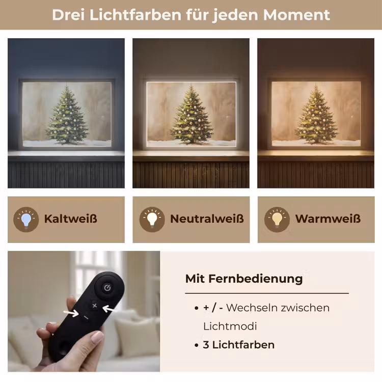 Kerst - Sfeer - Groen Light Box met batterij (Wandlamp) middel -USP_lichtkleurDE