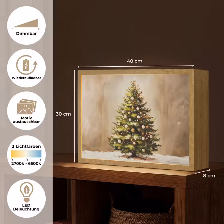 Kerst - Sfeer - Groen Light Box met batterij (Wandlamp) middel -USP_websiteoverzichtDE