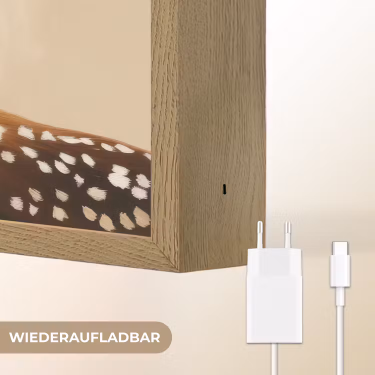 Kerst - Hert - Gewei - Rood Light Box met batterij (Wandlamp) middel -USP_websiteoplaadbaarDE