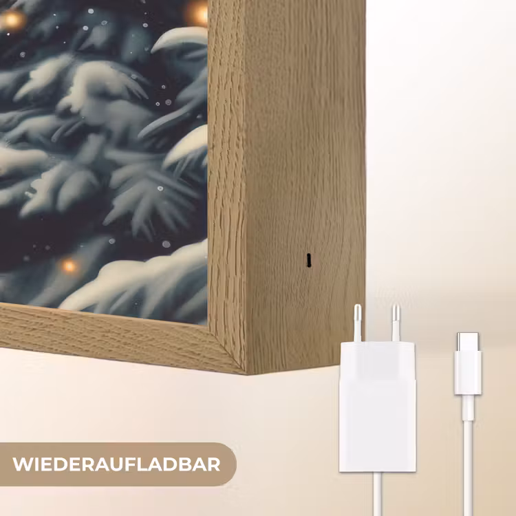 Kerst - Magie - Bos - Kleurrijk Light Box met batterij (Wandlamp) middel -USP_websiteoplaadbaarDE