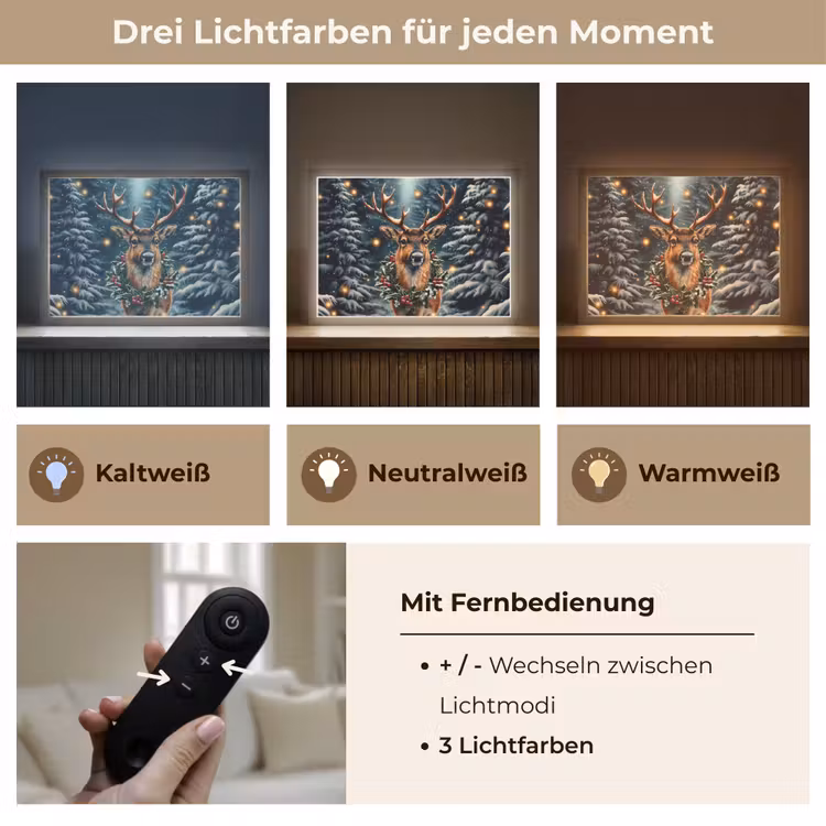 Kerst - Magie - Bos - Kleurrijk Light Box met batterij (Wandlamp) middel -USP_lichtkleurDE
